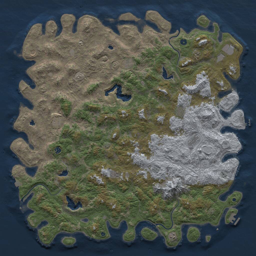 Rust Map: Procedural Map, Size: 6000, Seed: 583037525, 17 Monuments