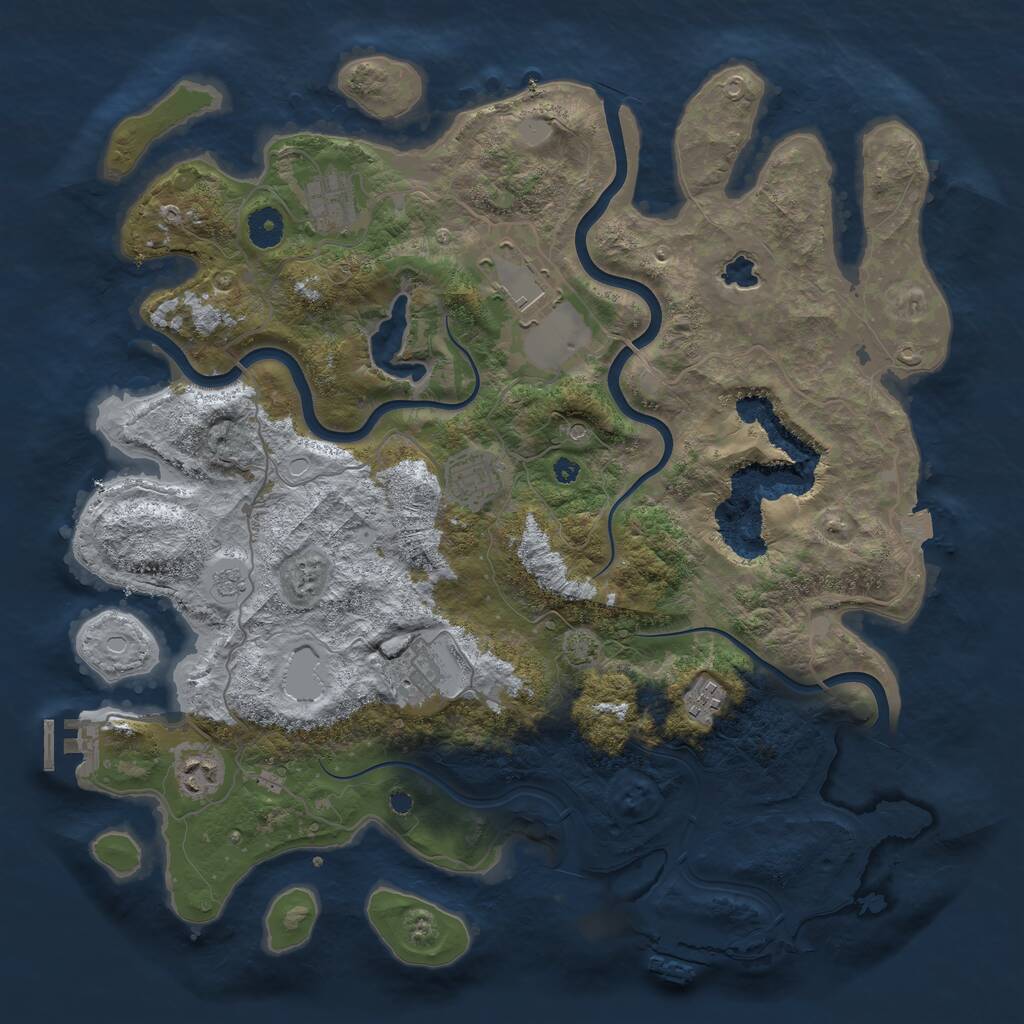 Rust Map: Procedural Map, Size: 4000, Seed: 2952, 12 Monuments