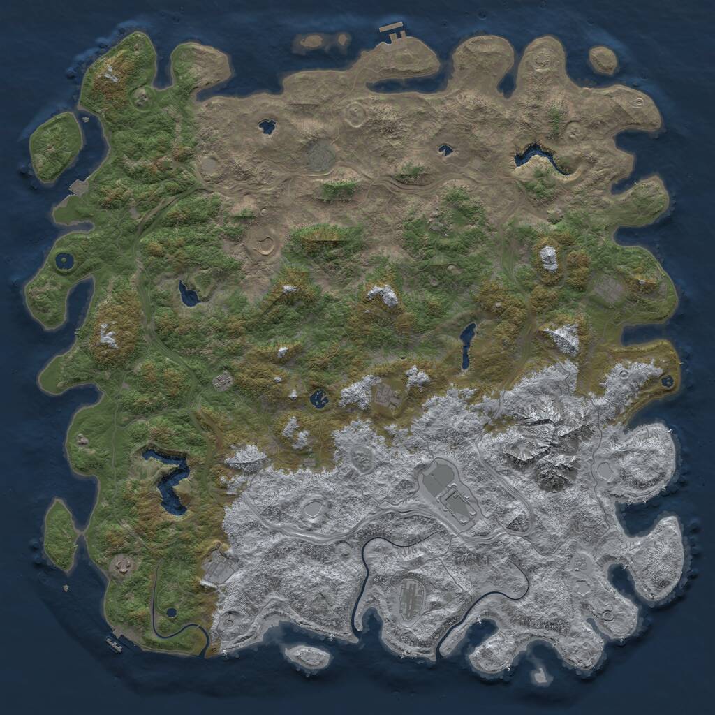 Rust Map: Procedural Map, Size: 6000, Seed: 89078, 17 Monuments