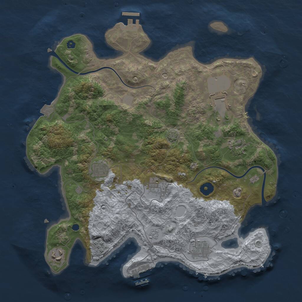 Rust Map: Procedural Map, Size: 3500, Seed: 1321181723, 13 Monuments