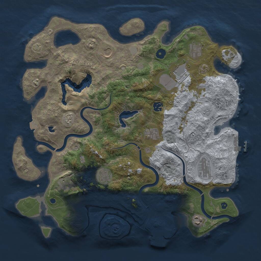 Rust Map: Procedural Map, Size: 4000, Seed: 1855604112, 16 Monuments