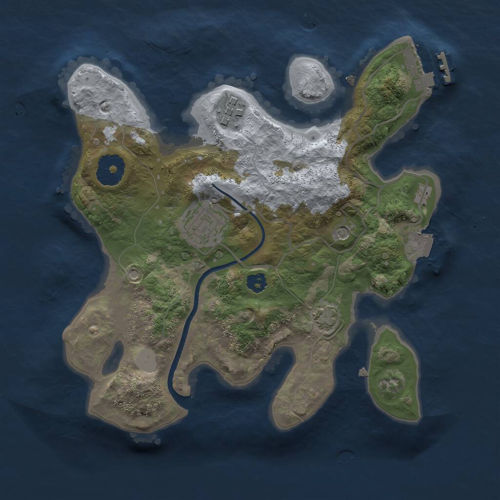 Rust Map: Procedural Map, Size: 2500, Seed: 2480, 6 Monuments