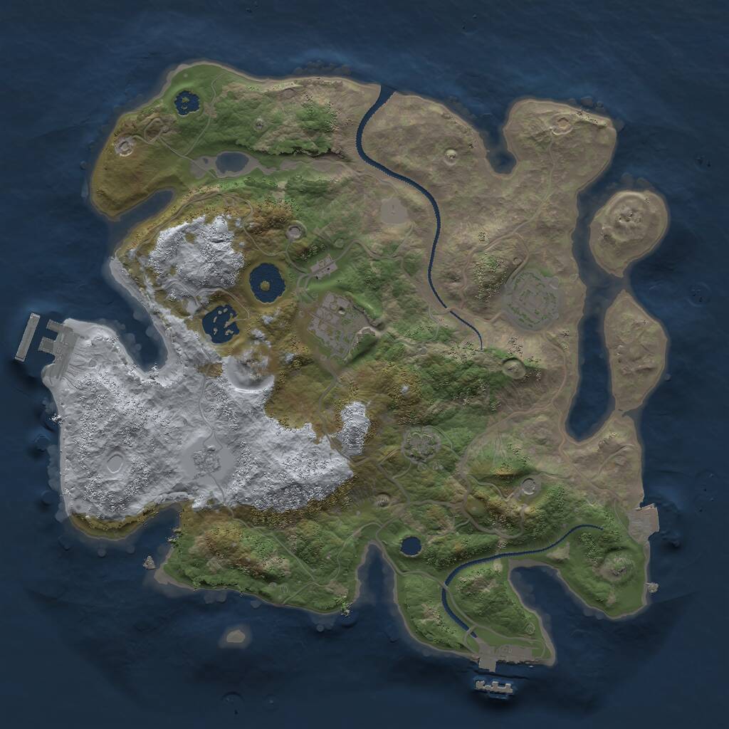 Rust Map: Procedural Map, Size: 3000, Seed: 870513195, 9 Monuments