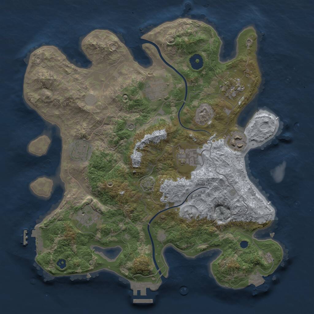 Rust Map: Procedural Map, Size: 3250, Seed: 681704789, 11 Monuments