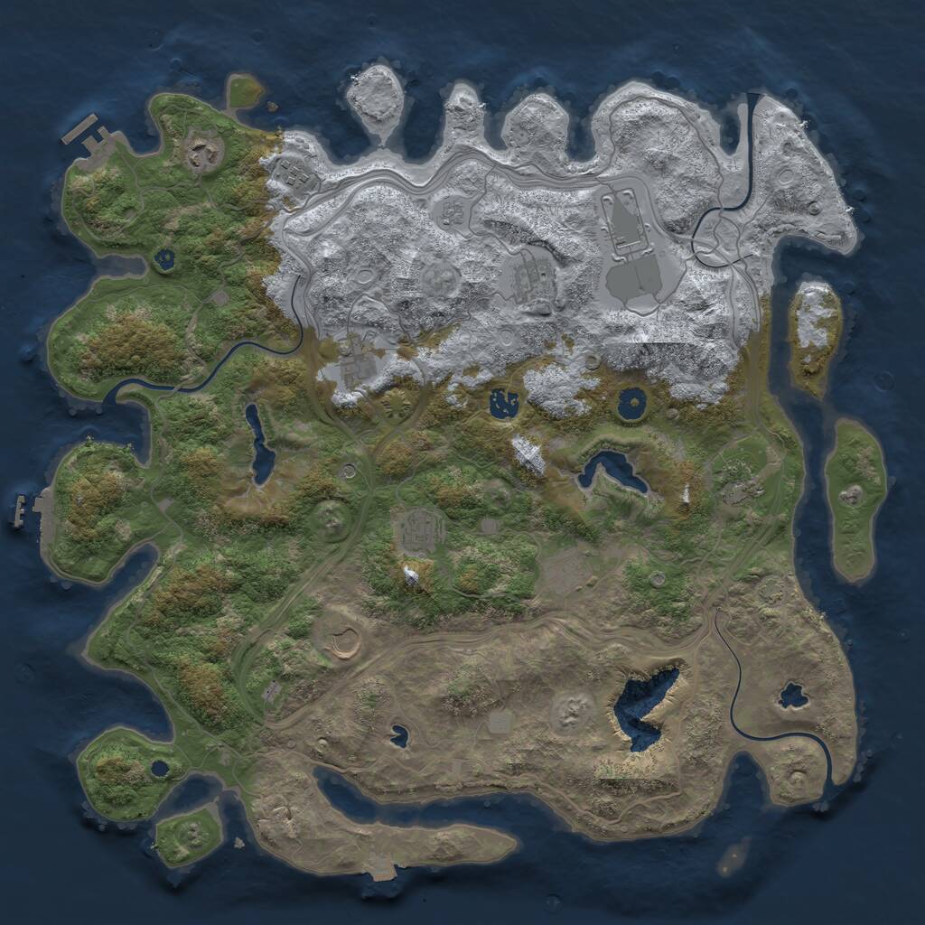 Rust Map: Procedural Map, Size: 4500, Seed: 141783052, 16 Monuments