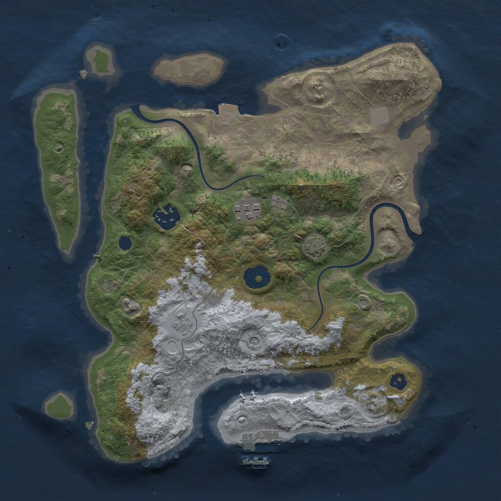 Rust Map: Procedural Map, Size: 3000, Seed: 17349, 7 Monuments