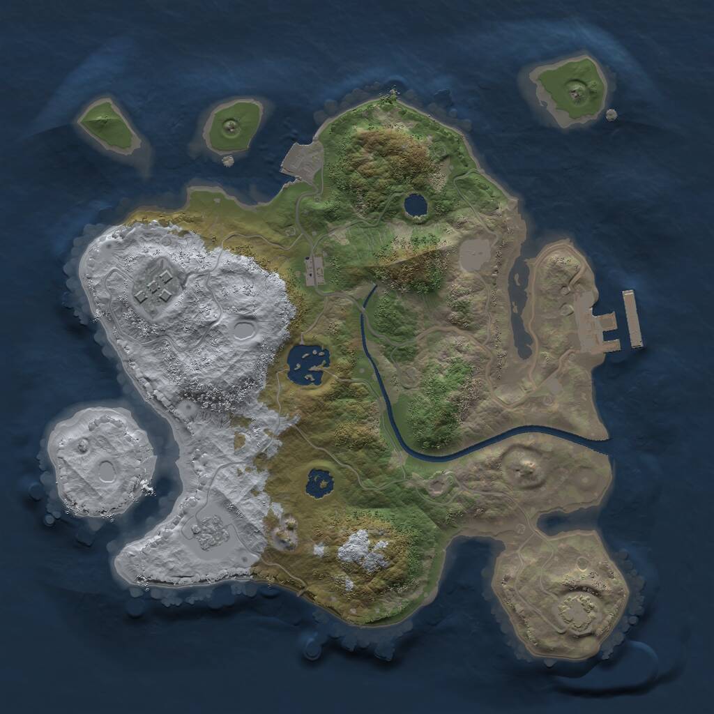 Rust Map: Procedural Map, Size: 2500, Seed: 1402656560, 6 Monuments