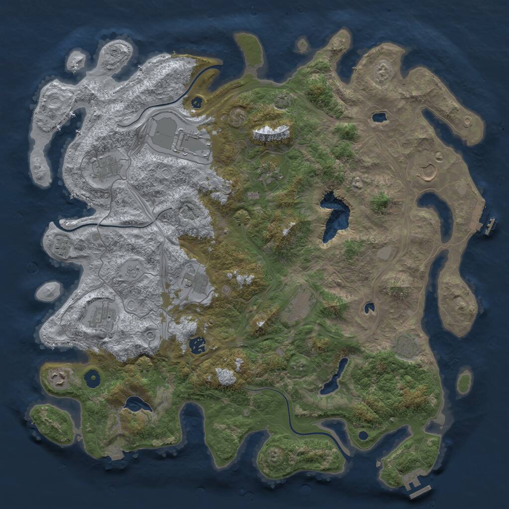 Rust Map: Procedural Map, Size: 4500, Seed: 39077343, 17 Monuments