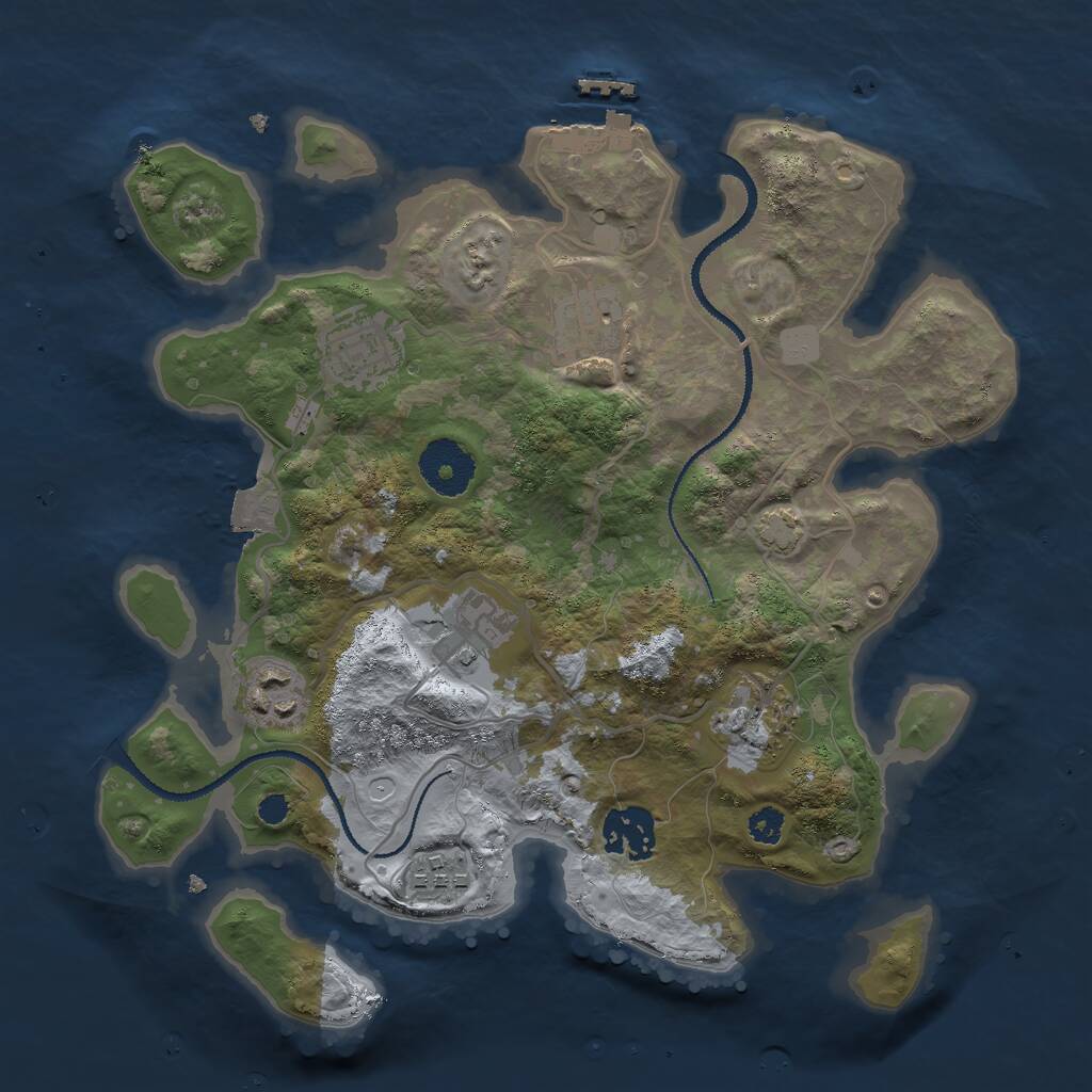 Rust Map: Procedural Map, Size: 3000, Seed: 47647699, 10 Monuments