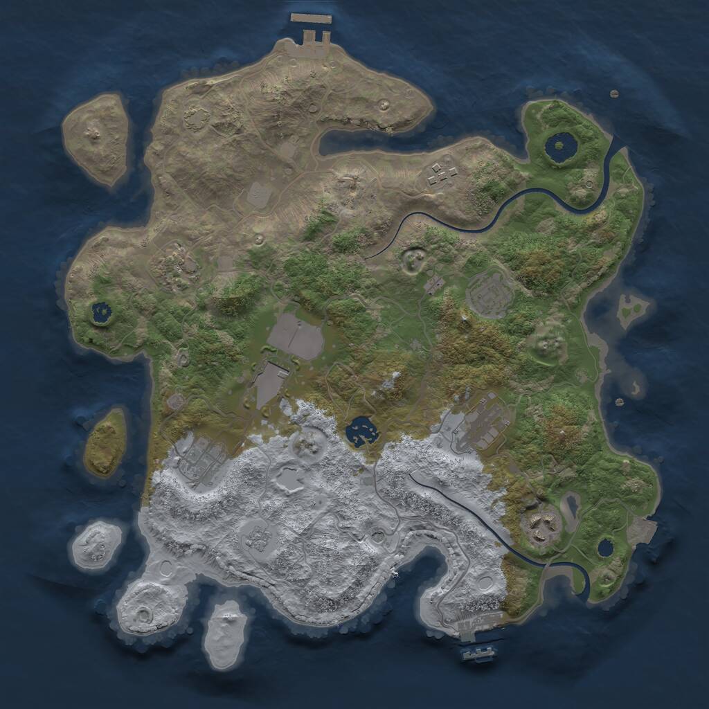 Rust Map: Procedural Map, Size: 3500, Seed: 635976304, 14 Monuments