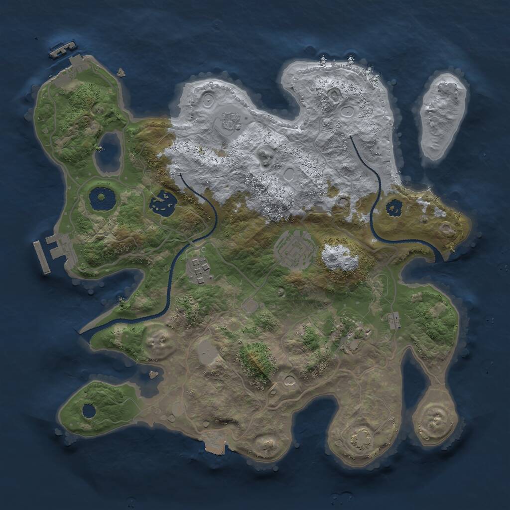 Rust Map: Procedural Map, Size: 3000, Seed: 4958673, 10 Monuments