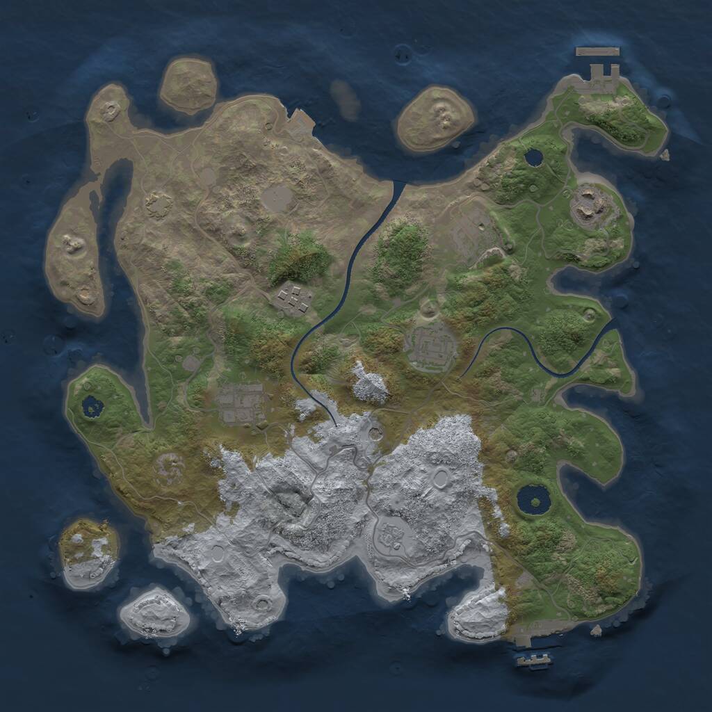 Rust Map: Procedural Map, Size: 3300, Seed: 1243206317, 11 Monuments