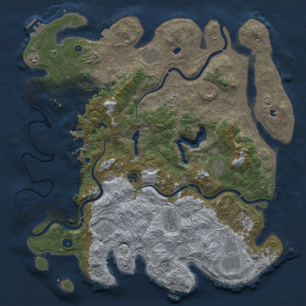 Rust Map: Procedural Map, Size: 4600, Seed: 999, 17 Monuments