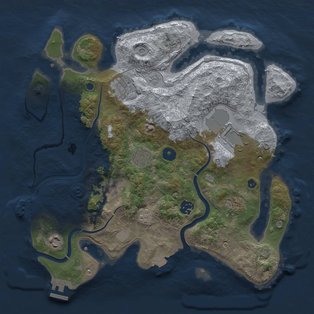 Rust Map: Procedural Map, Size: 3500, Seed: 32342392, 14 Monuments