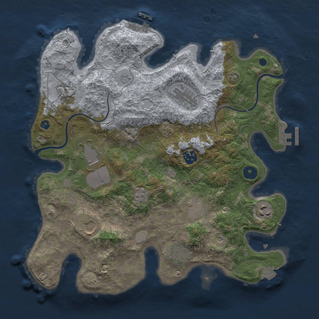 Rust Map: Procedural Map, Size: 3500, Seed: 22223, 15 Monuments