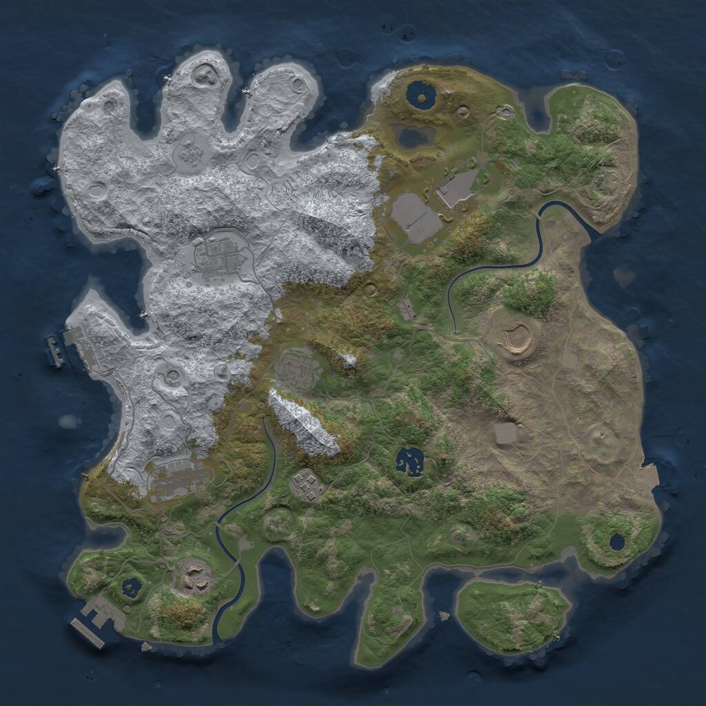 Rust Map: Procedural Map, Size: 3600, Seed: 12501, 14 Monuments