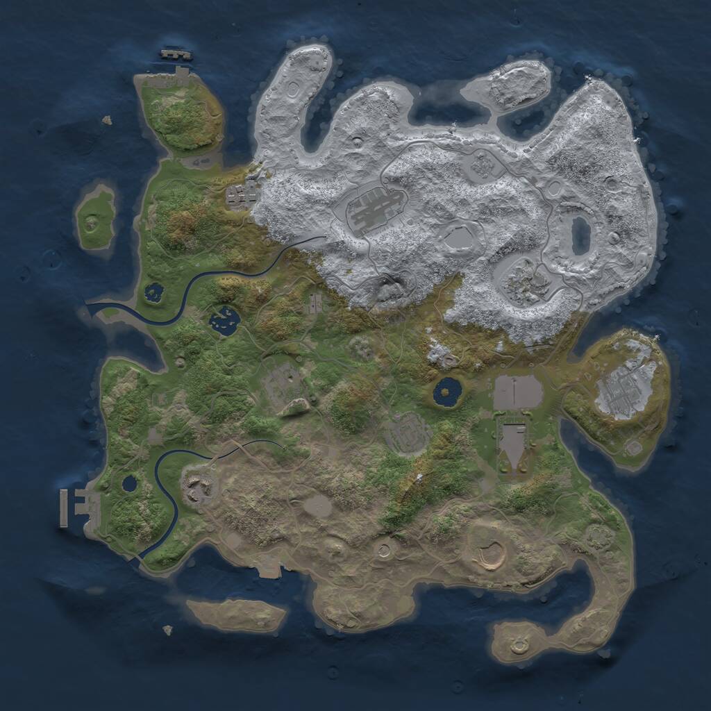 Rust Map: Procedural Map, Size: 3750, Seed: 664633012, 16 Monuments