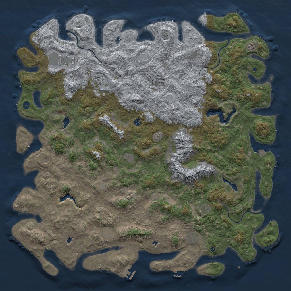 Rust Map: Procedural Map, Size: 6000, Seed: 727075042, 17 Monuments