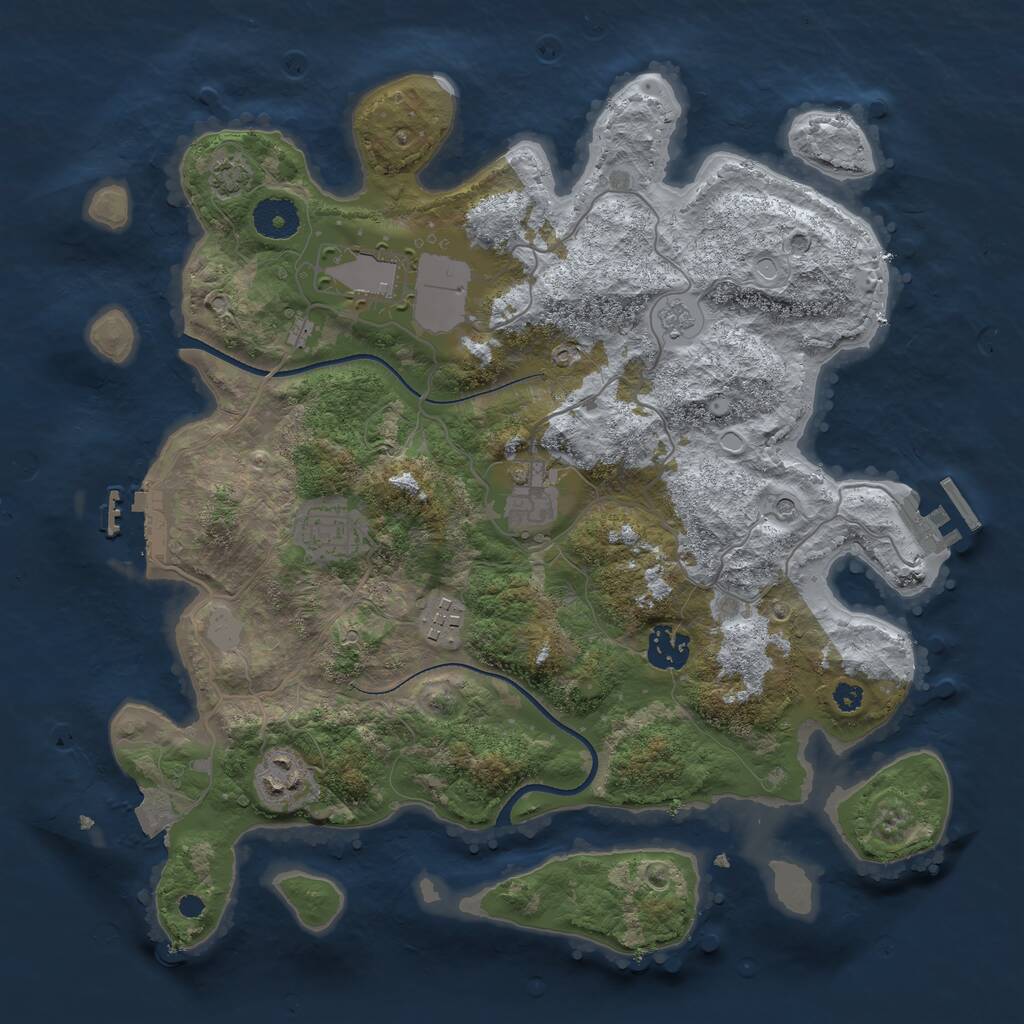 Rust Map: Procedural Map, Size: 3500, Seed: 2084500924, 12 Monuments