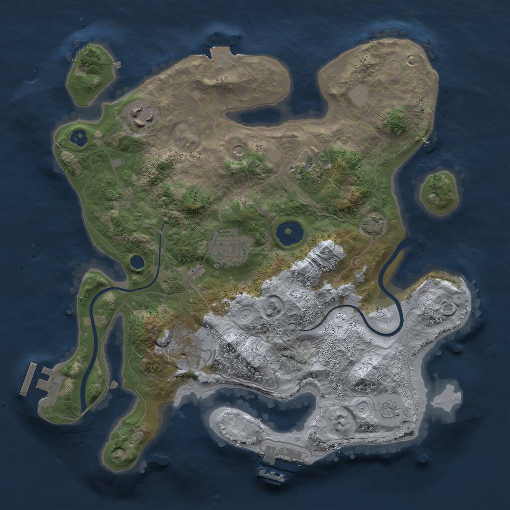 Rust Map: Procedural Map, Size: 3000, Seed: 1305211101, 10 Monuments