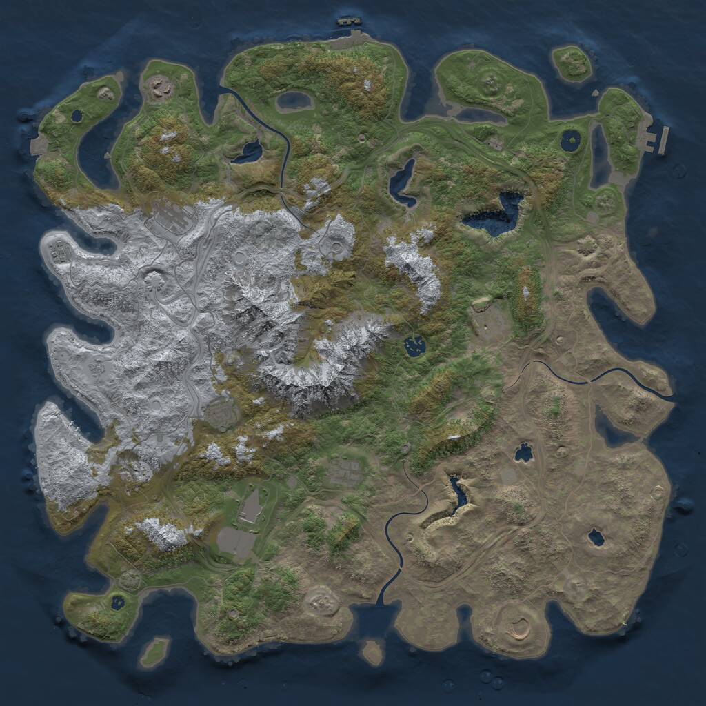 Rust Map: Procedural Map, Size: 5000, Seed: 46808907, 16 Monuments