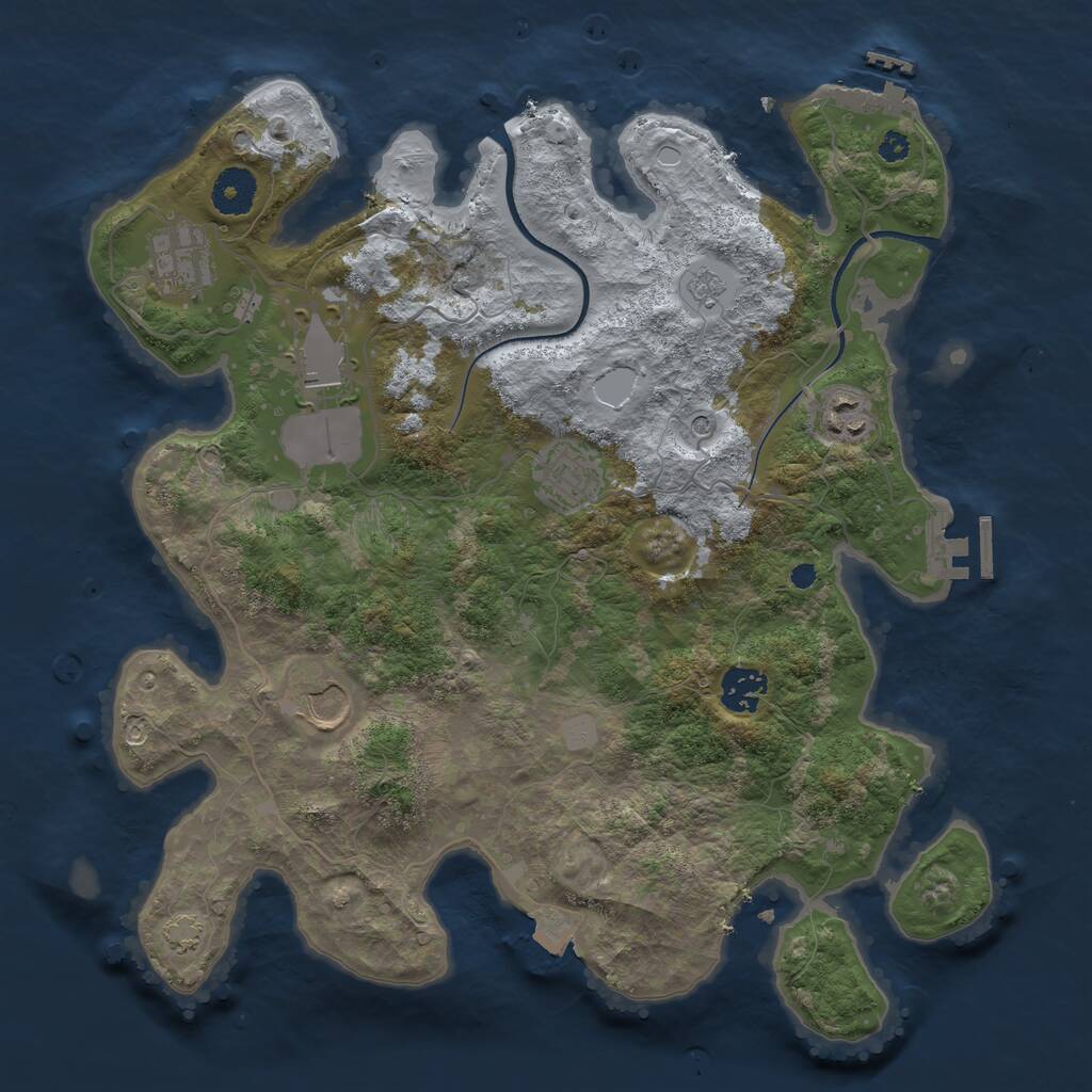 Rust Map: Procedural Map, Size: 3550, Seed: 35683568, 12 Monuments
