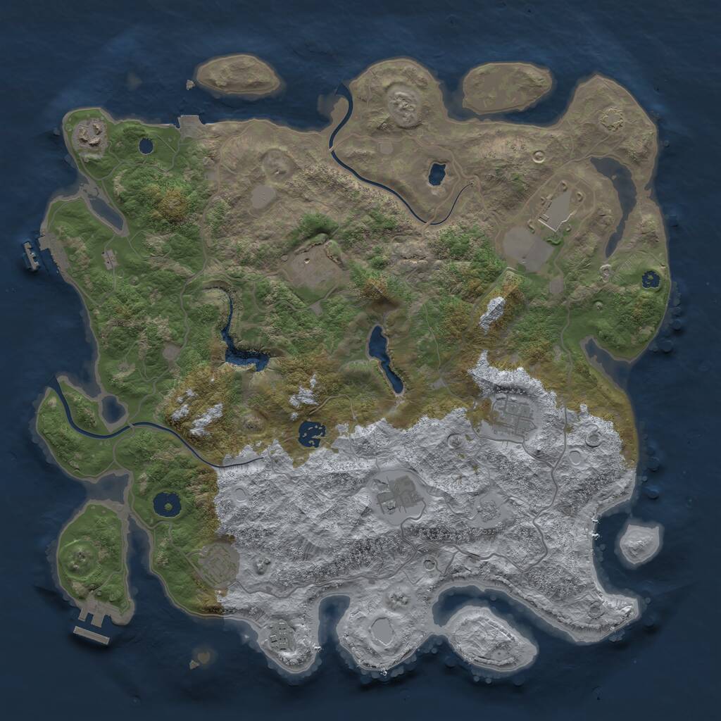 Rust Map: Procedural Map, Size: 4000, Seed: 1026374859, 14 Monuments