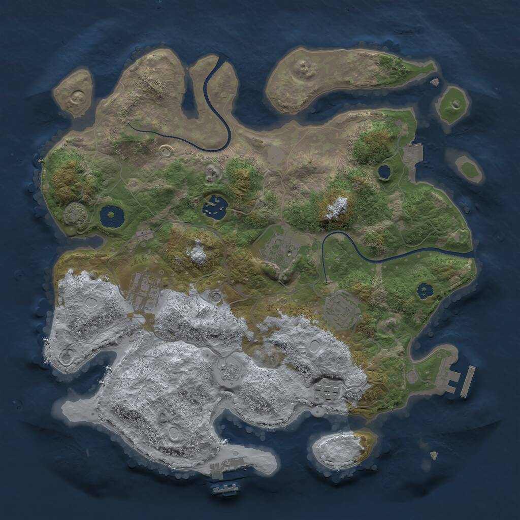 Rust Map: Procedural Map, Size: 3250, Seed: 43524525, 11 Monuments