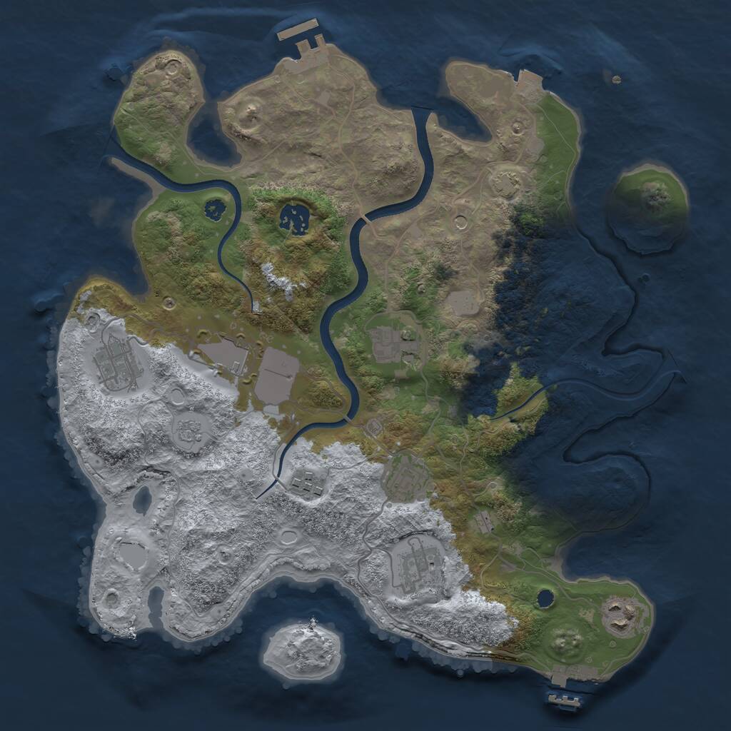 Rust Map: Procedural Map, Size: 3500, Seed: 1369125092, 14 Monuments