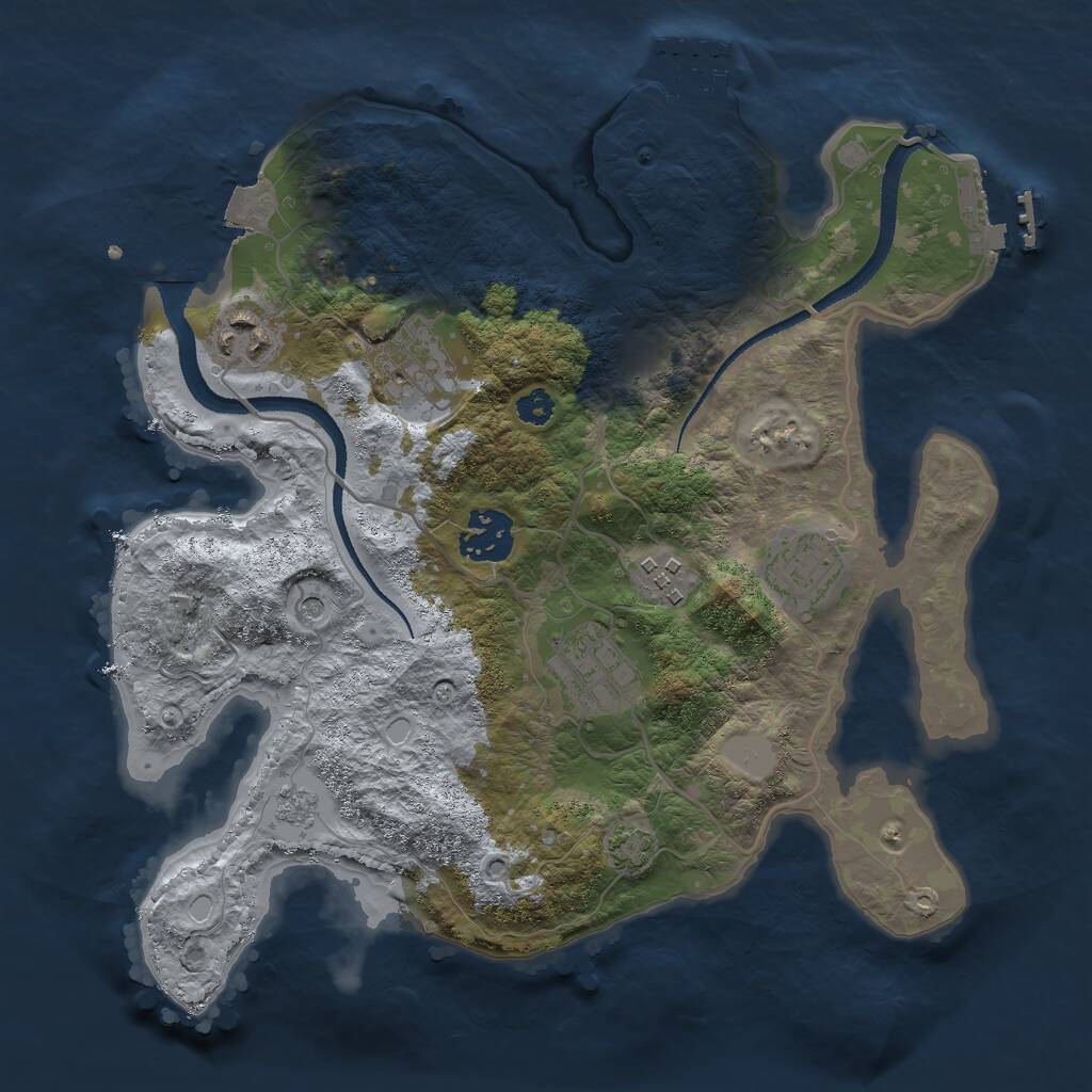 Rust Map: Procedural Map, Size: 3000, Seed: 1885542430, 12 Monuments