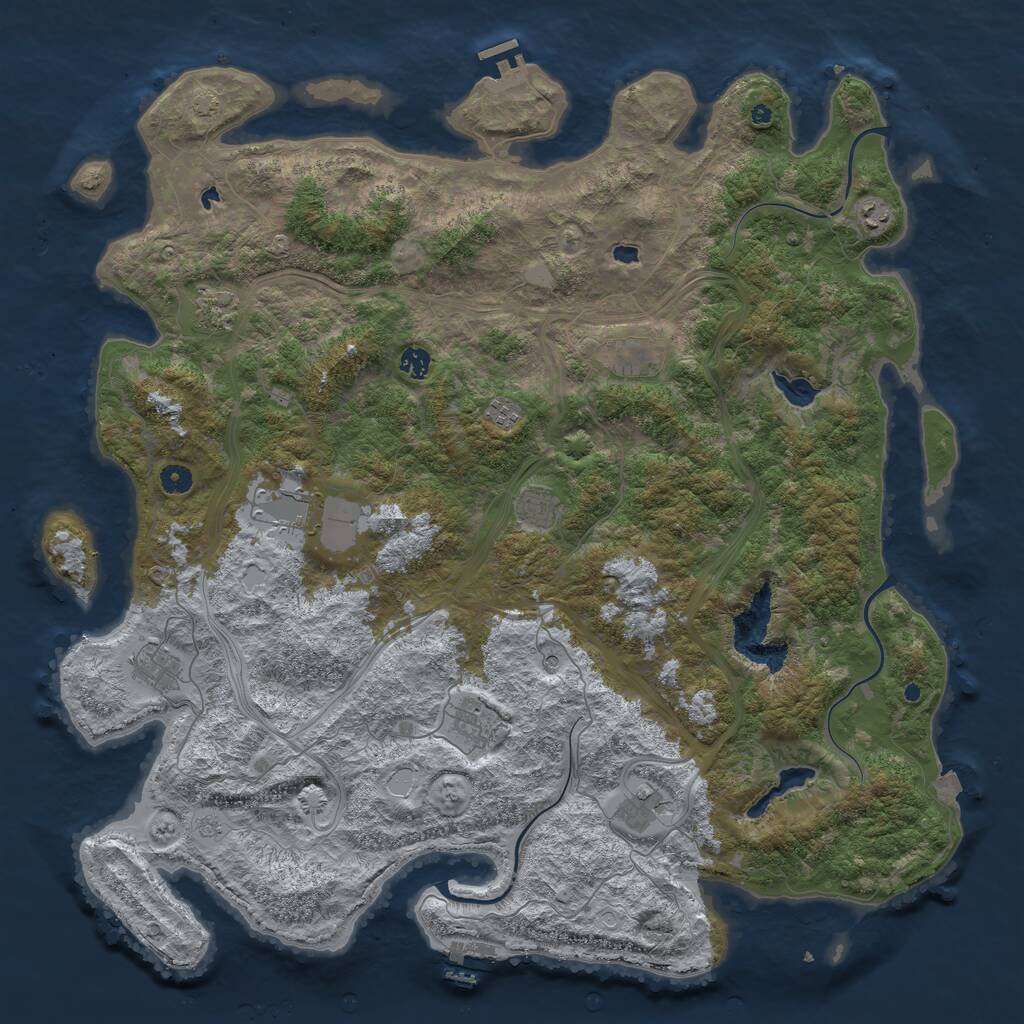 Rust Map: Procedural Map, Size: 4998, Seed: 2147483647, 16 Monuments