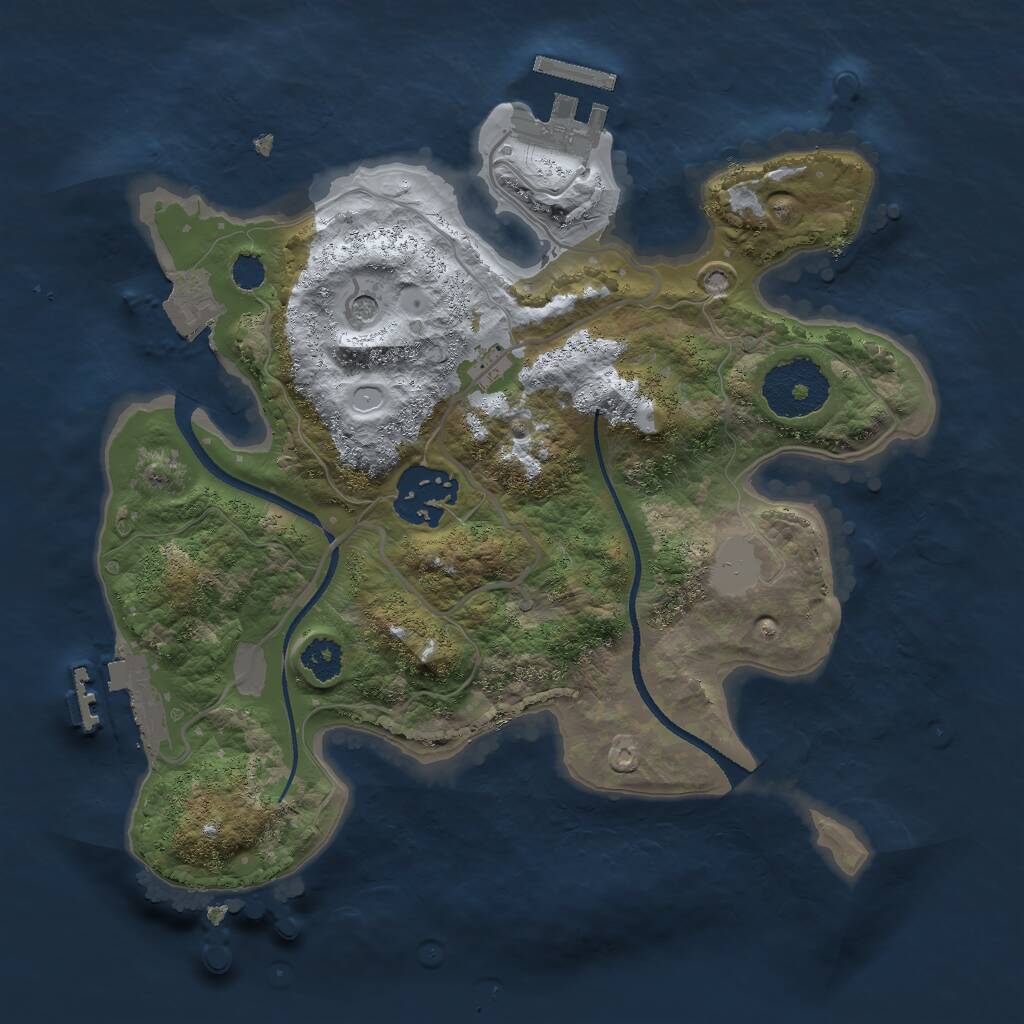 Rust Map: Procedural Map, Size: 2500, Seed: 625688418, 5 Monuments