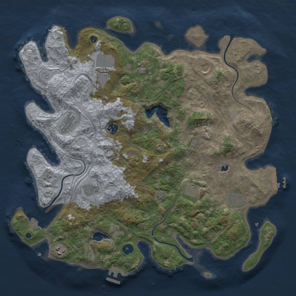 Rust Map: Procedural Map, Size: 4250, Seed: 1085274710, 16 Monuments
