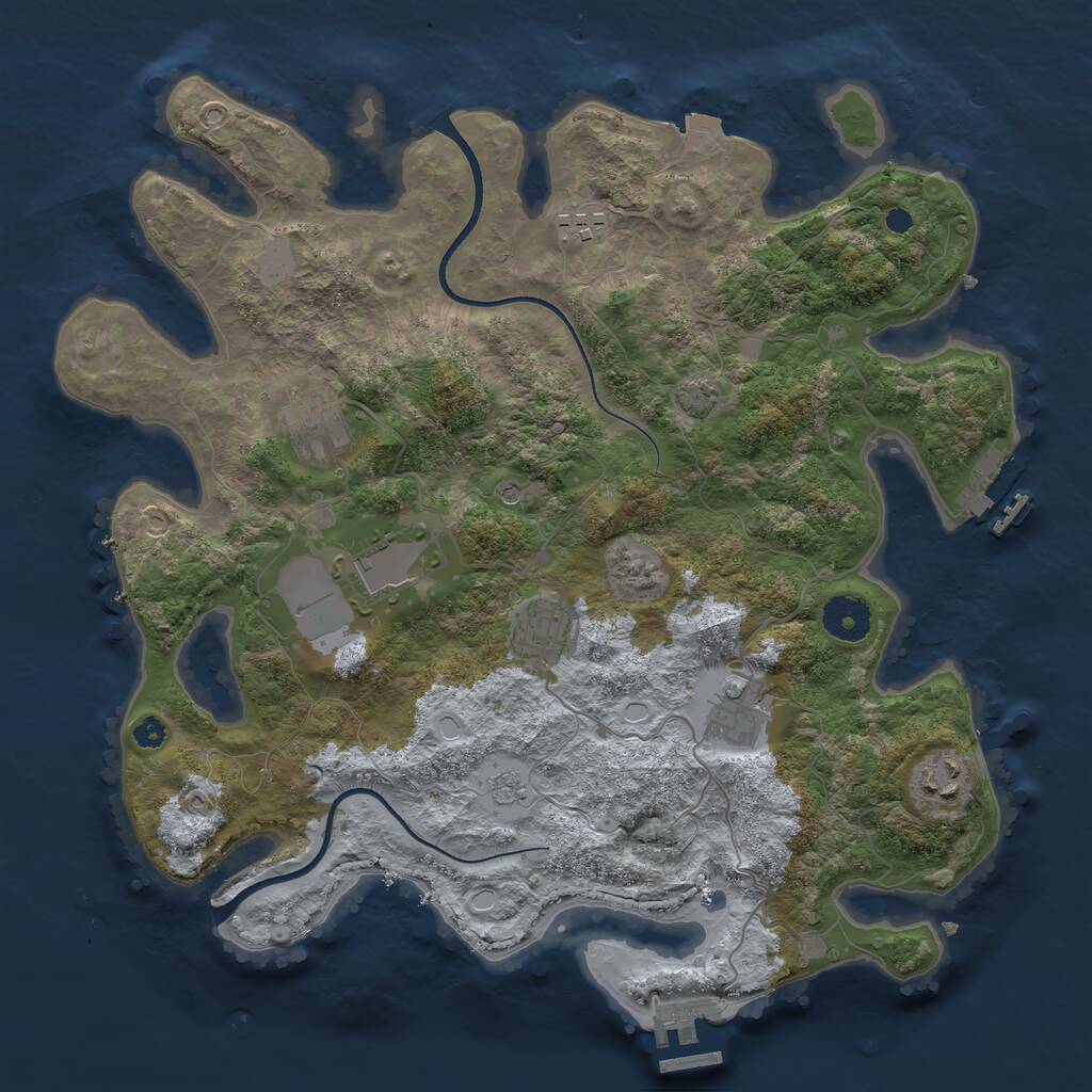 Rust Map: Procedural Map, Size: 3500, Seed: 839015711, 12 Monuments
