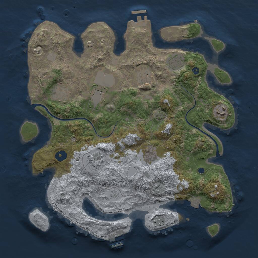 Rust Map: Procedural Map, Size: 3500, Seed: 1340796221, 13 Monuments