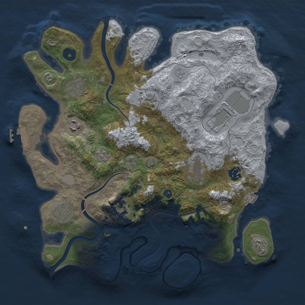 Rust Map: Procedural Map, Size: 3500, Seed: 1619736837, 14 Monuments