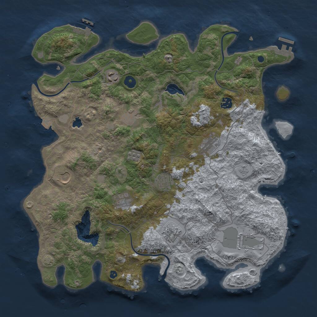 Rust Map: Procedural Map, Size: 4050, Seed: 829796748, 15 Monuments