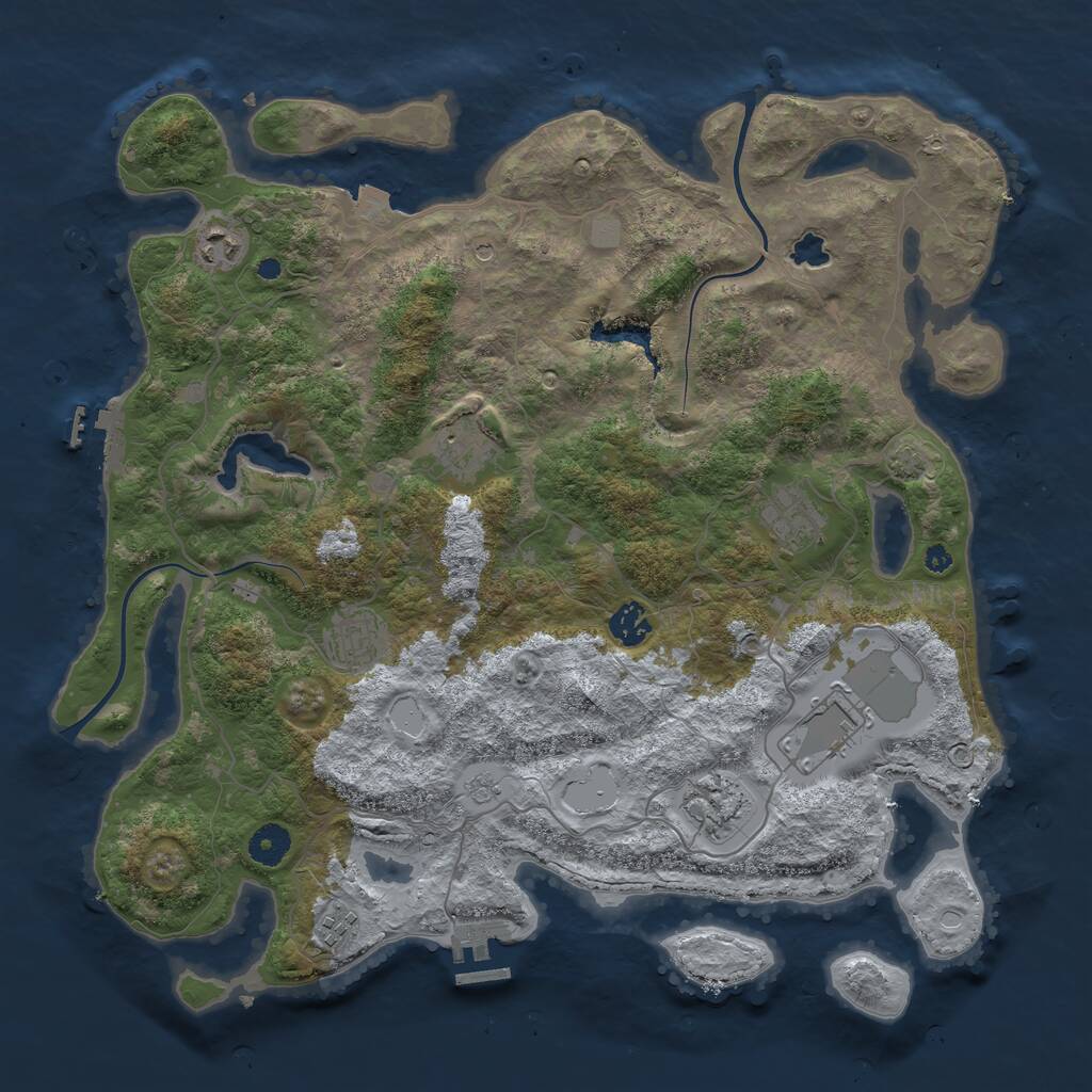 Rust Map: Procedural Map, Size: 4000, Seed: 440734731, 14 Monuments