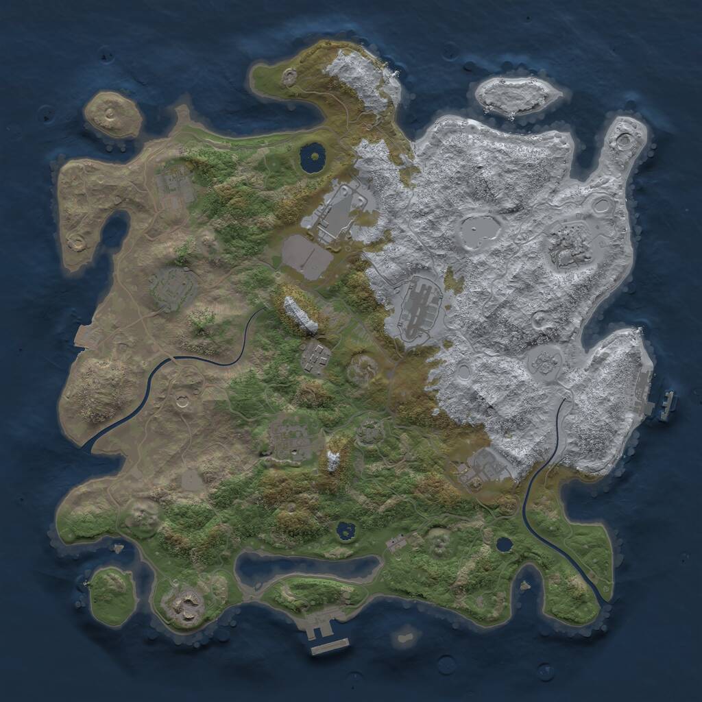Rust Map: Procedural Map, Size: 3700, Seed: 2028803871, 15 Monuments