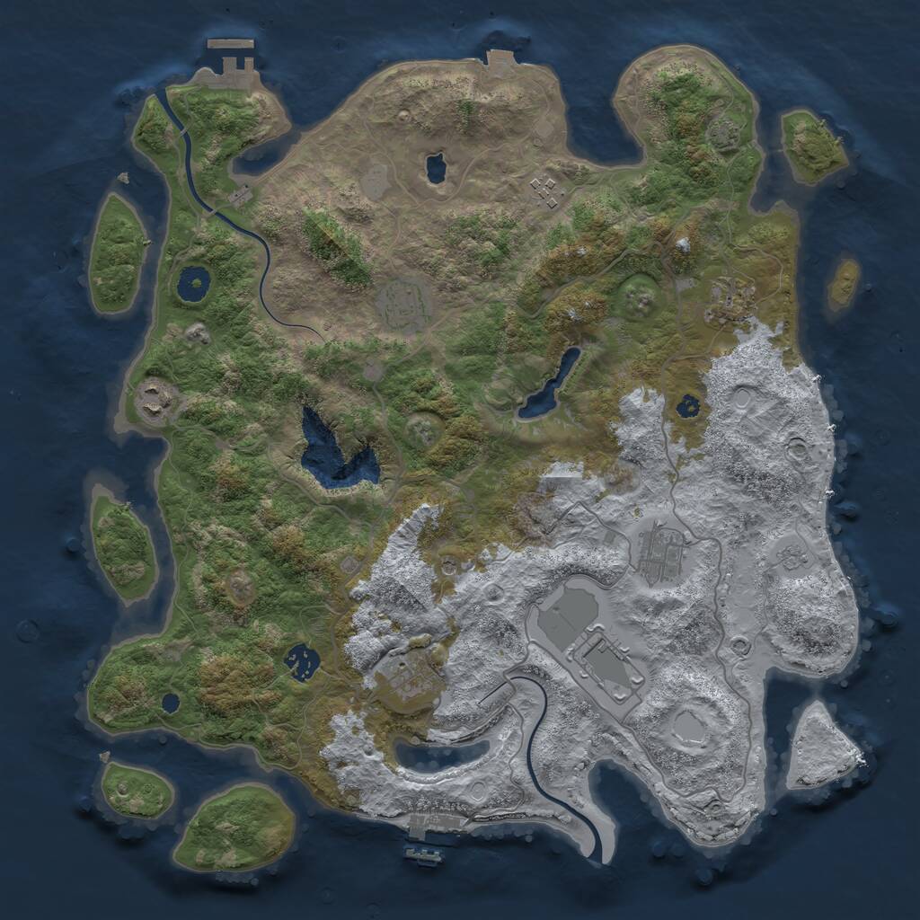 Rust Map: Procedural Map, Size: 4000, Seed: 21106, 14 Monuments