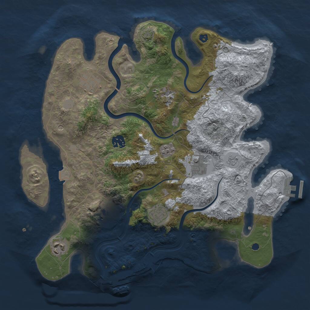 Rust Map: Procedural Map, Size: 3500, Seed: 1379582932, 14 Monuments