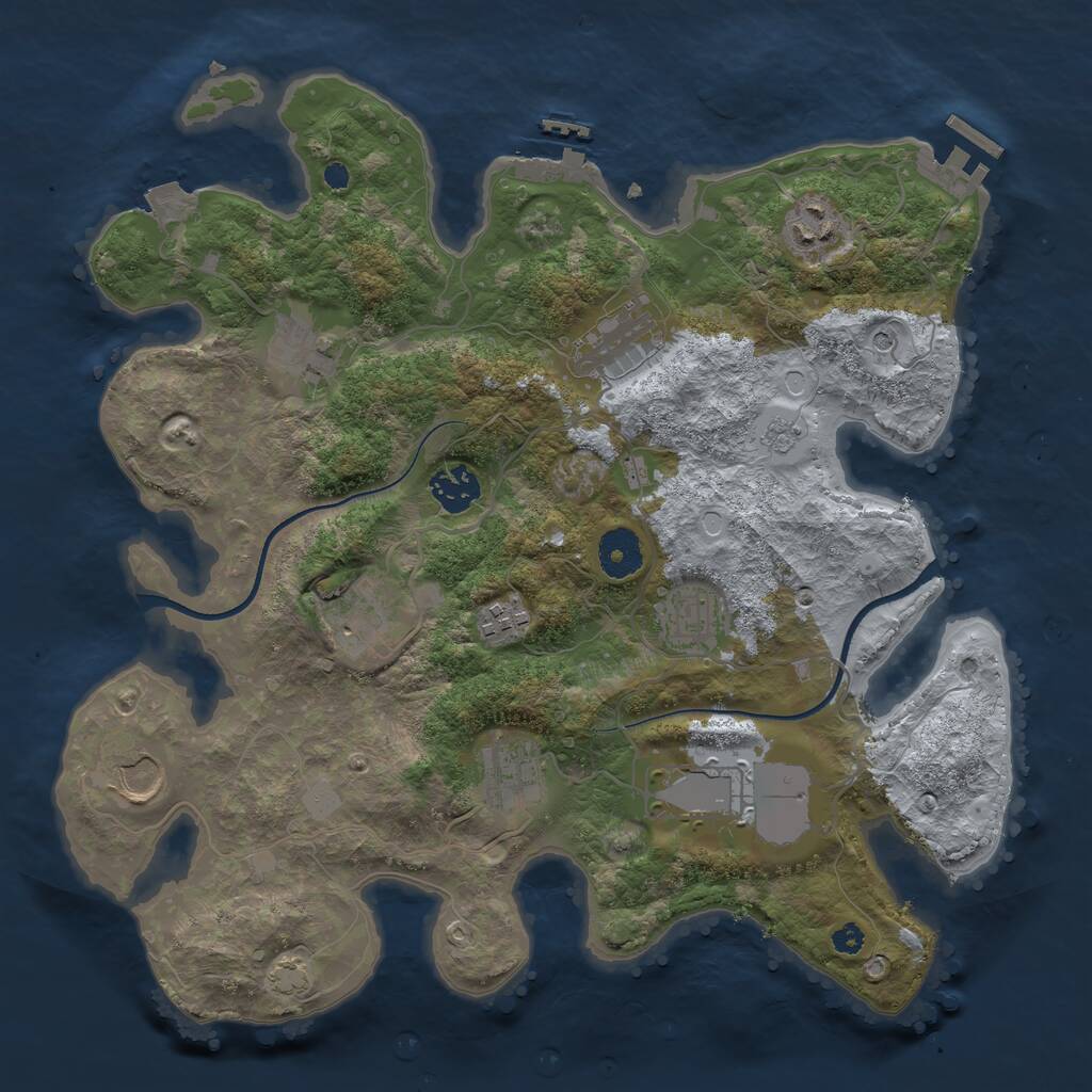 Rust Map: Procedural Map, Size: 3500, Seed: 1238621793, 16 Monuments