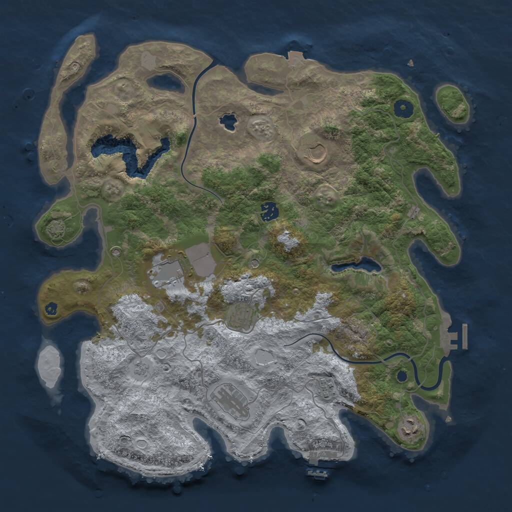 Rust Map: Procedural Map, Size: 4000, Seed: 1407467363, 13 Monuments