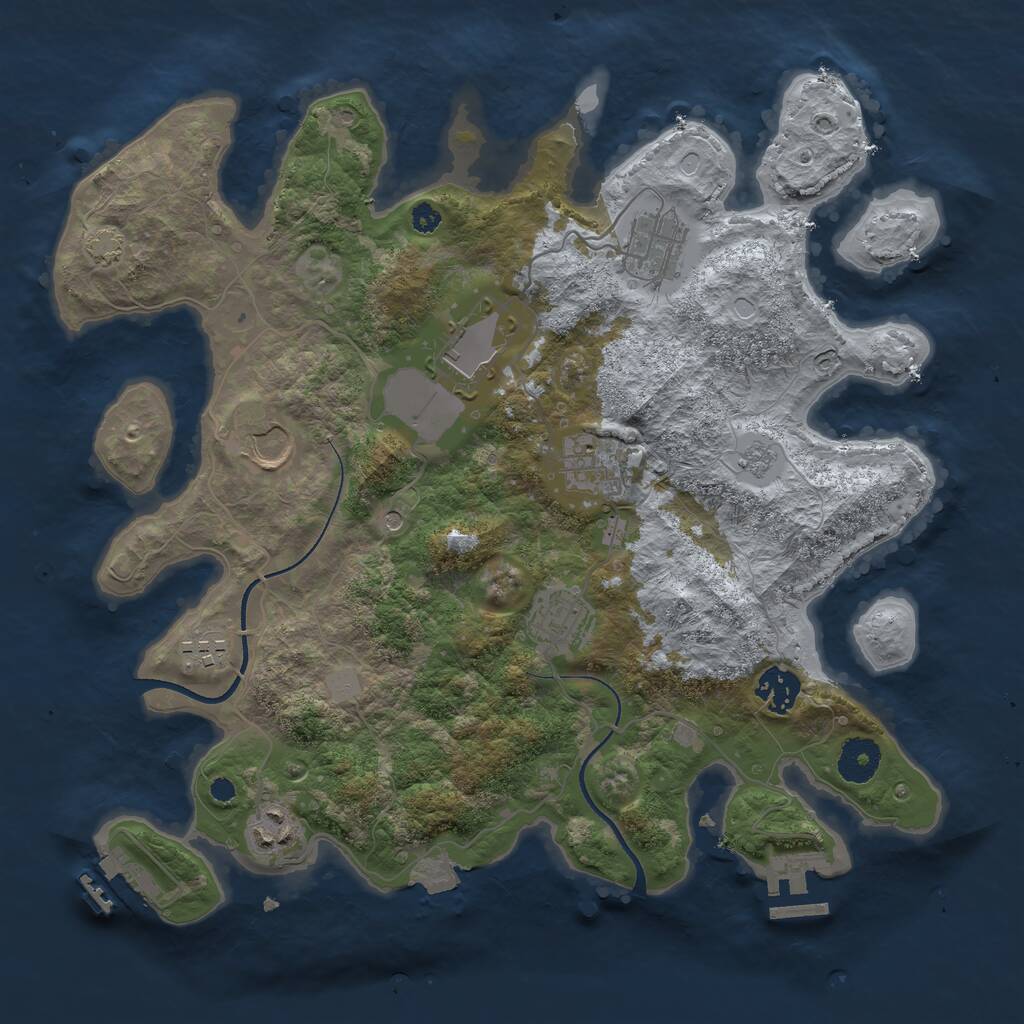 Rust Map: Procedural Map, Size: 3500, Seed: 1636121320, 14 Monuments