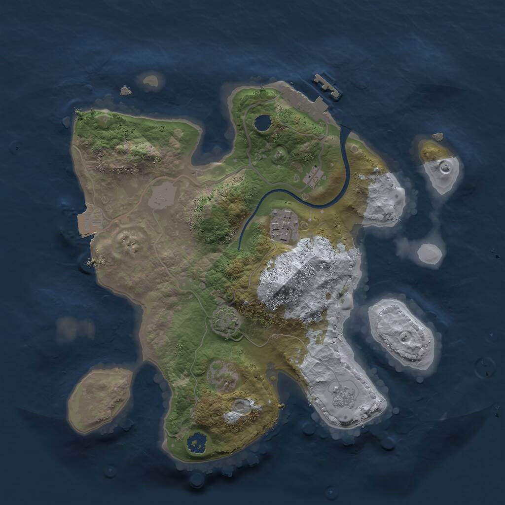 Rust Map: Procedural Map, Size: 2500, Seed: 1203536896, 5 Monuments