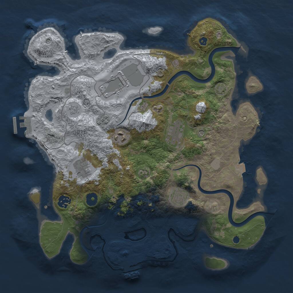 Rust Map: Procedural Map, Size: 3500, Seed: 576648018, 13 Monuments