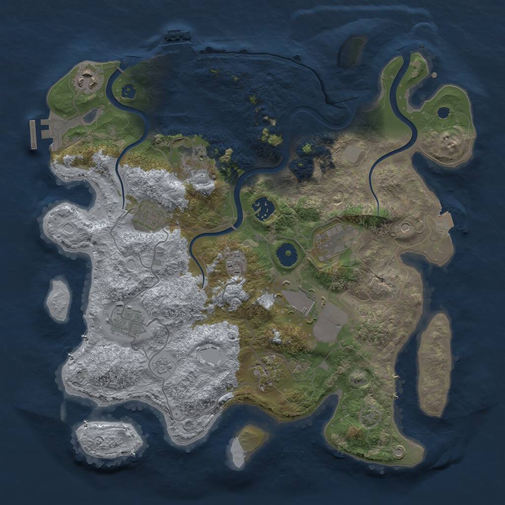 Rust Map: Procedural Map, Size: 3500, Seed: 323623713, 15 Monuments