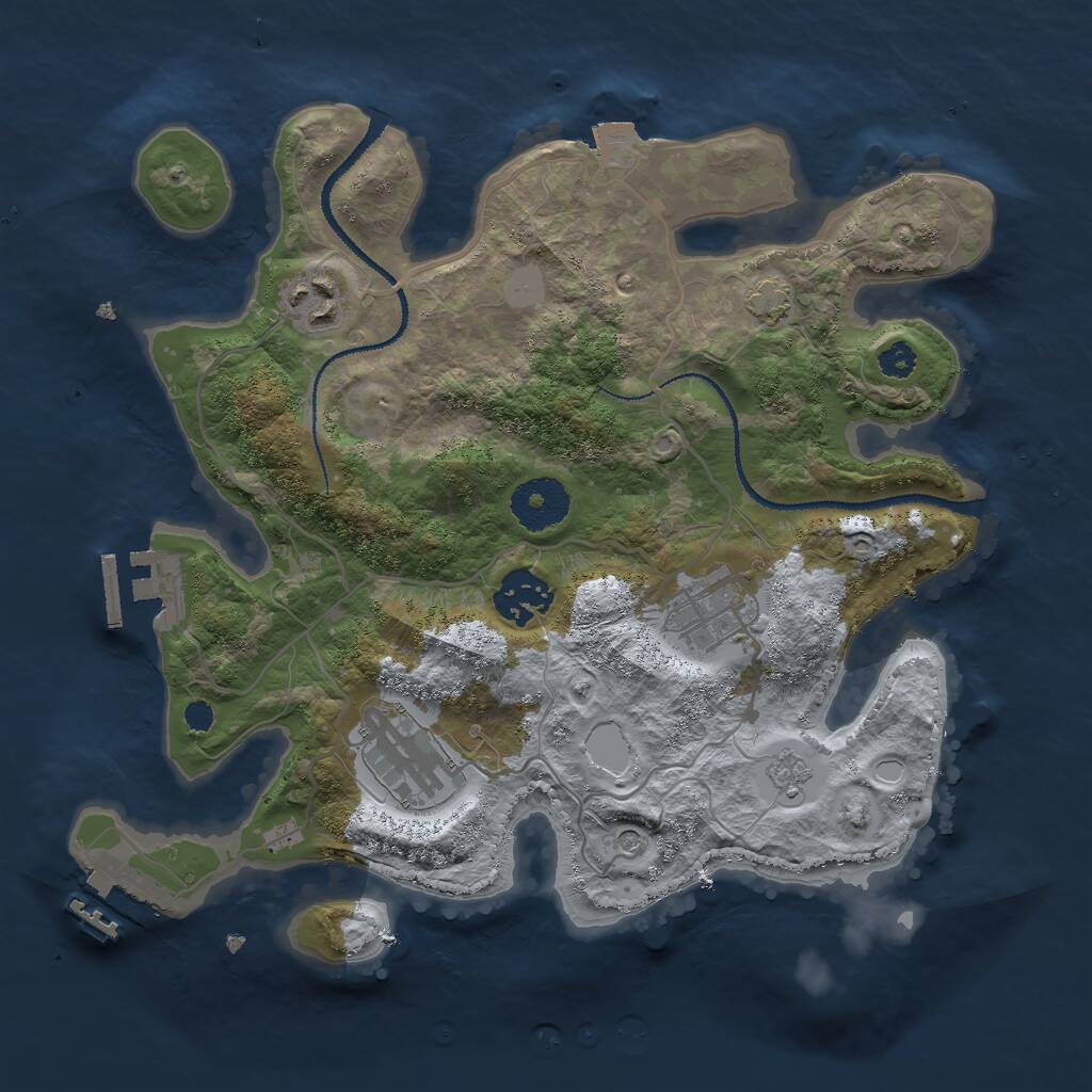 Rust Map: Procedural Map, Size: 3000, Seed: 7870, 10 Monuments