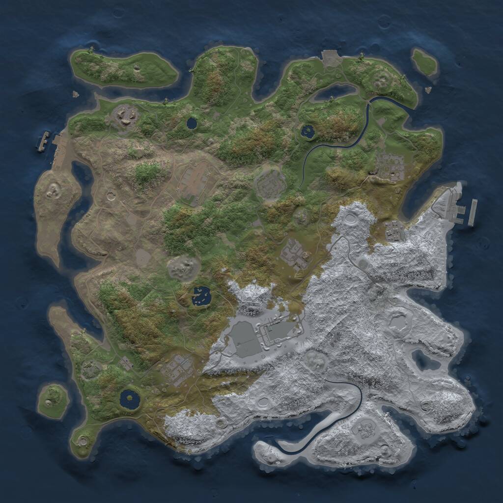 Rust Map: Procedural Map, Size: 3750, Seed: 1811236373, 15 Monuments
