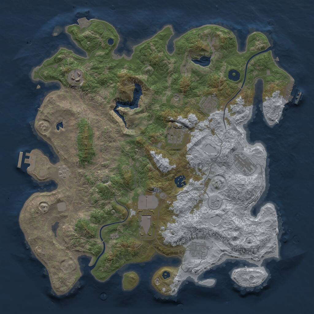 Rust Map: Procedural Map, Size: 4000, Seed: 51492, 14 Monuments